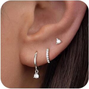 Lightweight Sterling Silver/Gold Huggie Hoop Earrings